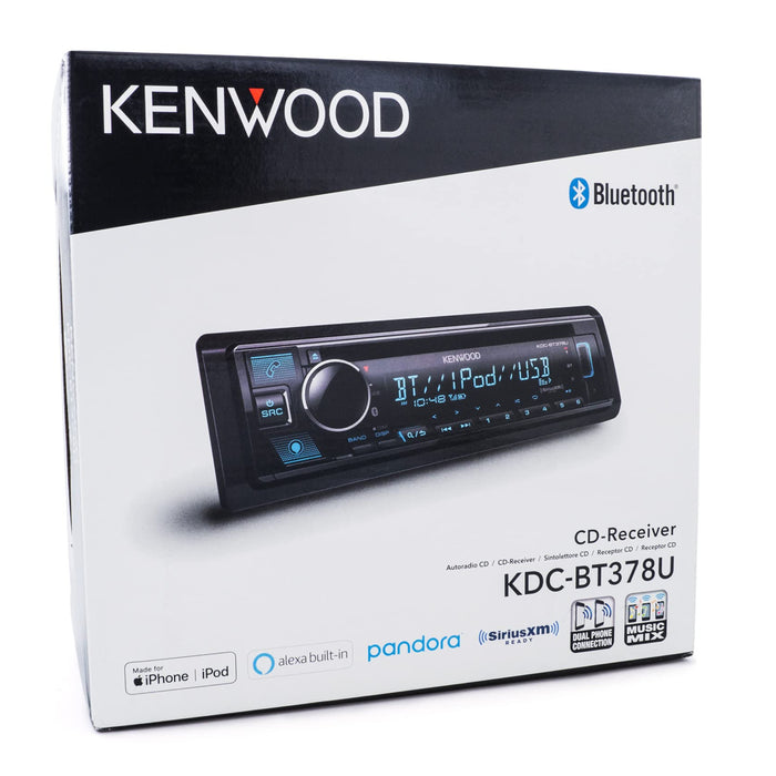 Kenwood Single DIN Bluetooth AM/FM CD USB Car Stereo Receiver KDC-BT378U