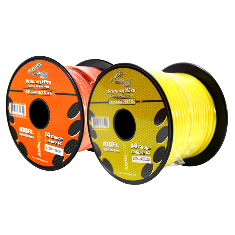 14 GA 100 FT Roll Yellow Orange Spool of CCA Primary Power Ground Wire Cable
