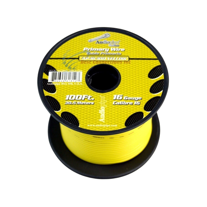 Audiopipe 16 Gauge 100 ft Spool of CCA Primary Remote Wire Yellow 16-100-YLW