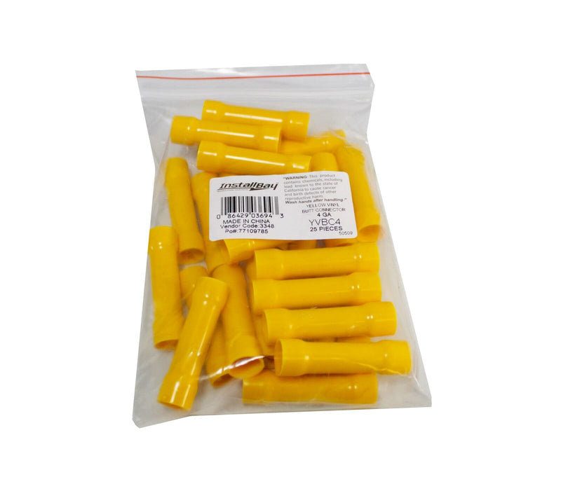 Install Bay 4 Gauge Yellow Vinyl Butt Connector 25 Pieces YVBC4