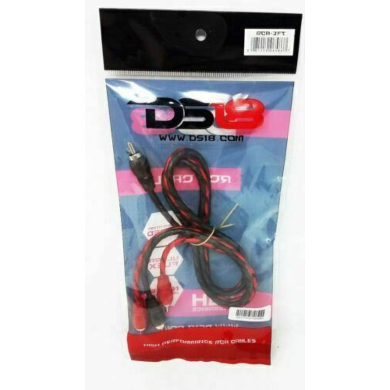 DS18 3 Foot 2 Channel Shielded Twisted RCA Audio Cable Amp Cables RCA3FT - Big Jeff Online Inc