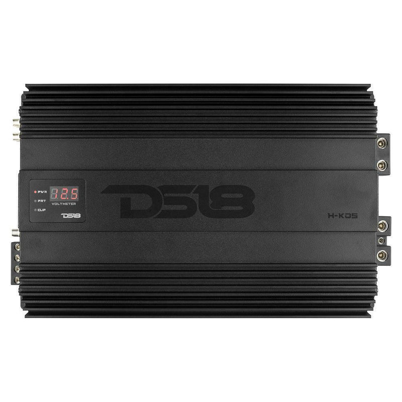 DS18 H-KO5 Hooligan Monoblock 5000W Amplifier w/ Voltmeter and Clip Indicator