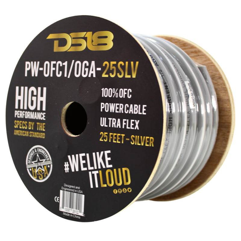 DS18 Ultra Flex 100% OFC 0GA Ground Power Wire Silver Lot Cut By The Foot