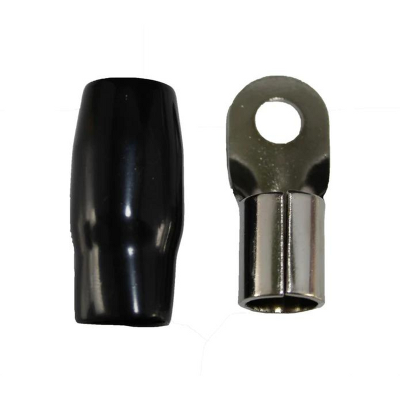 XS Power 5x Black 0 AWG 10.5MM Ring Terminals Nickel Plated W/ Boot XS-RT0L-BK