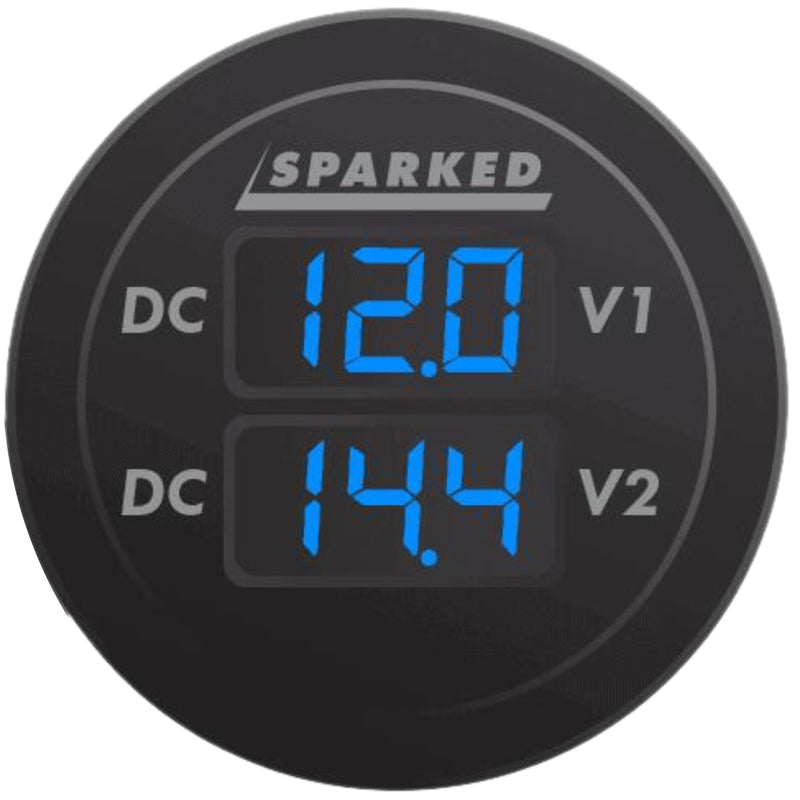 Sparked Innovations Dual LED Display Voltmeter for Main & Aux Battery Monitoring
