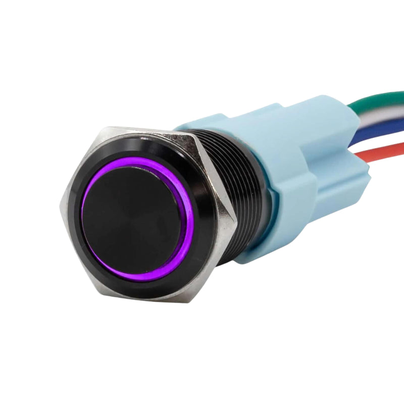 Sparked Innovation12V black ring light SPDT latching push-button switch