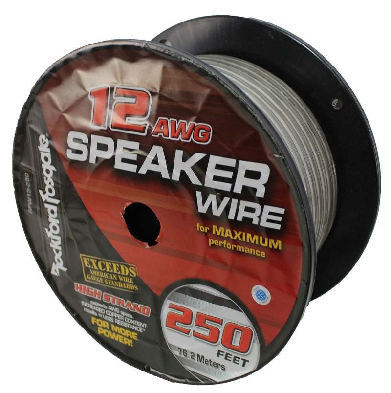 Rockford Fosgate 12 AWG 100% OFC Speaker Silver/Black Wire Lot Cut By The Foot