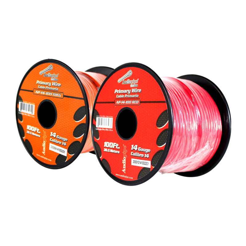 14 GA 100 FT Roll Red Org Stranded Spool of CCA Primary Power Ground Wire Cable