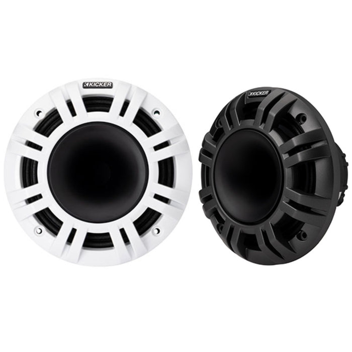 Kicker 6.5" LED Coax Marine Speakers 300W Peak 4Ohm Black White Grills 48KMXL654
