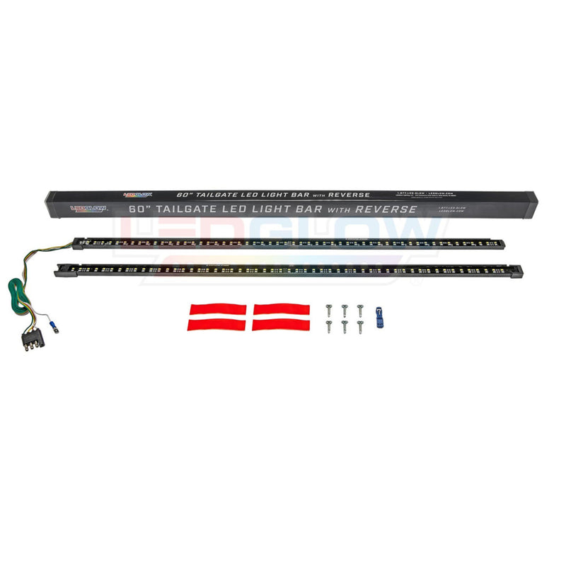 LEDGlow 2pc 60" Double Row LED Tailgate Light Bar with White Reverse Truck Light