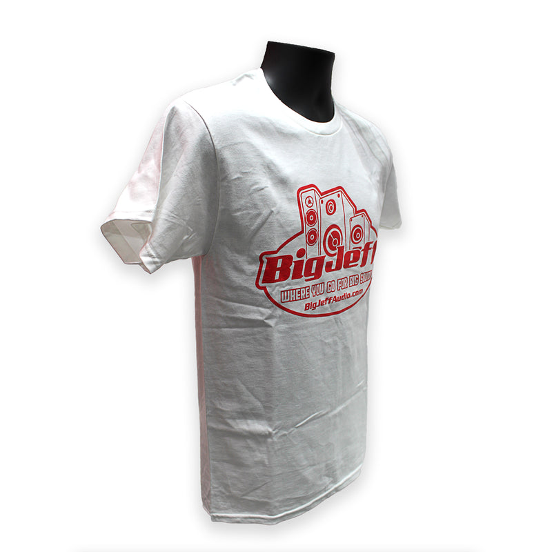 Official Big Jeff Audio 100% Cotton White T-Shirt with Big Jeff Audio Logo
