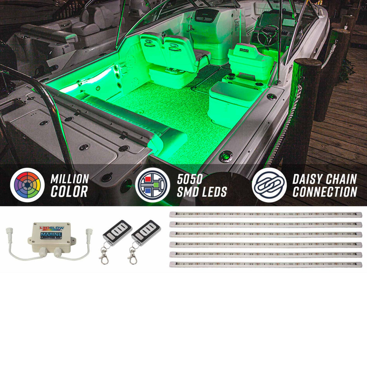 LEDGlow Million Color 6pc Marine Deck & Cabin Accent Light Kit 20" Wat