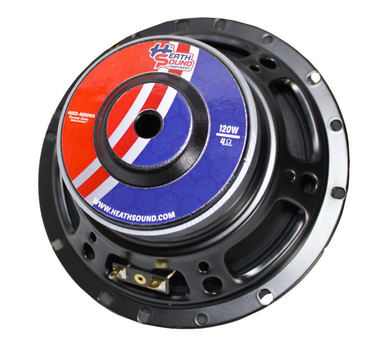 Heath Sound 6.5" 120 Watt Midrange 4 Ohm Black Speaker HSES-MB060