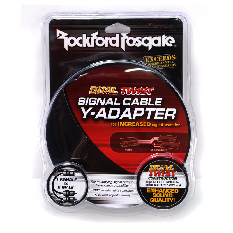 8x Rockford Fosgate Premium RCA Y-Adapter 1F To 2M Dual Twist Signal Cable