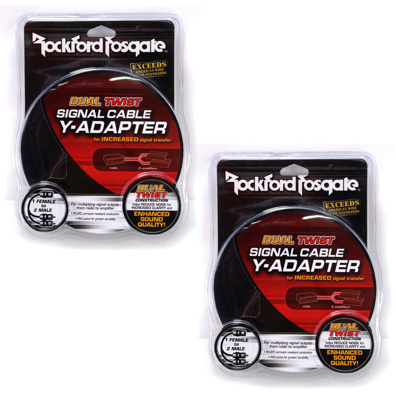2x Rockford Fosgate Premium RCA Y-Adapter 1F To 2M Dual Twist Signal Cable